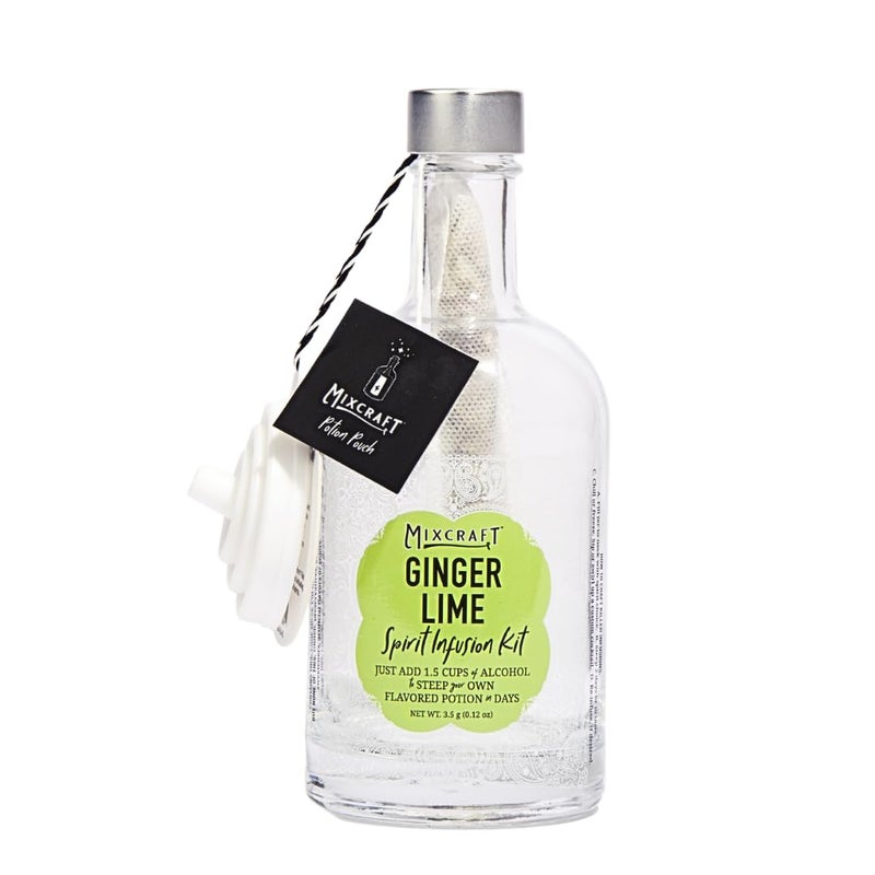 MixCraft Spirit Infusion Kit - Premium Craft Cocktail & Mocktail Mixer< Glass Bottle, Collapsible Funnel, Flavor Pouch & Recipe, Ginger Lime - Image 1